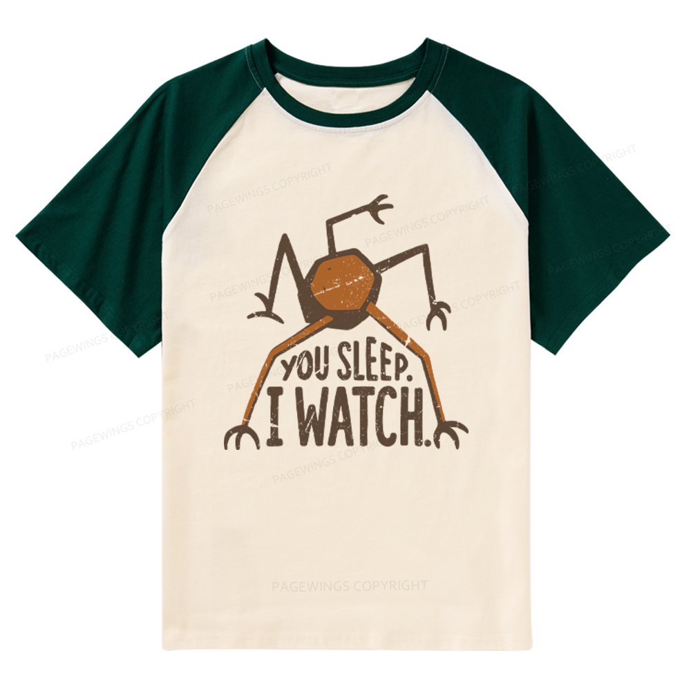 Pagewings You Sleep I Watch Raglan T-shirt