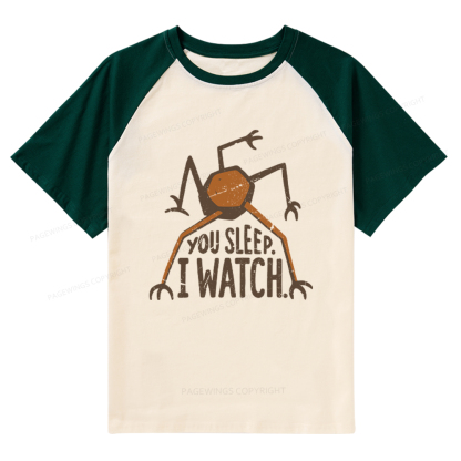 Pagewings You Sleep I Watch Raglan T-shirt