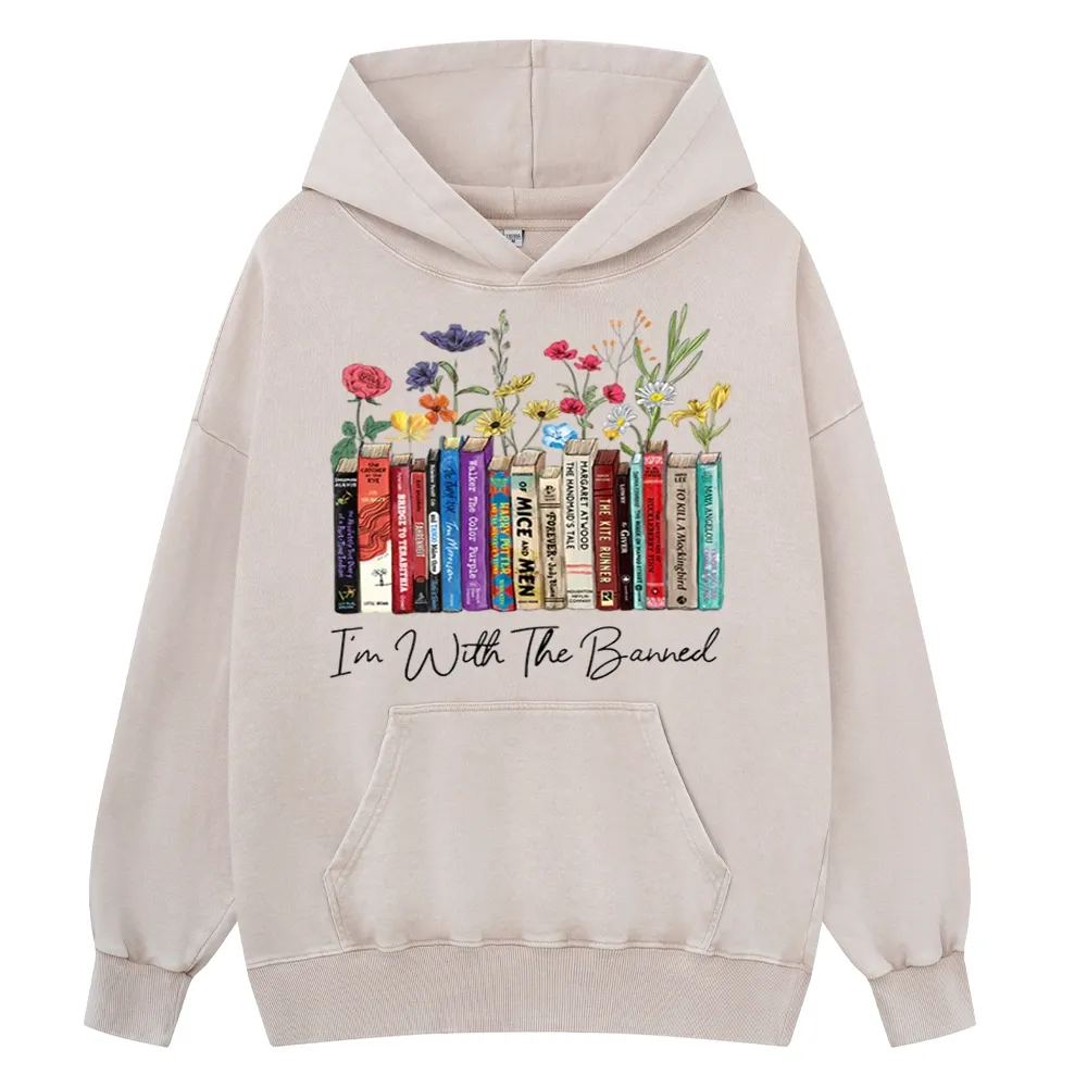 Pagewings I'm With The Banned Flowers Unisex Washed Hoodie