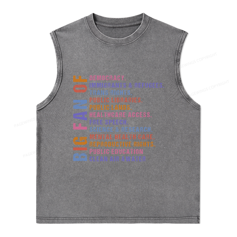 Pagewings Big Fan of Human Rights Unisex Washed Tank Top