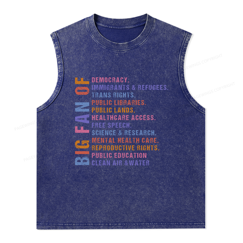 Pagewings Big Fan of Human Rights Unisex Washed Tank Top