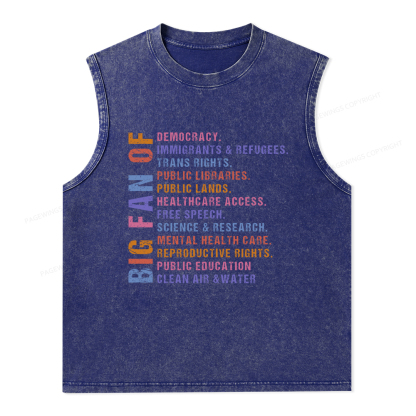 Pagewings Big Fan of Human Rights Unisex Washed Tank Top