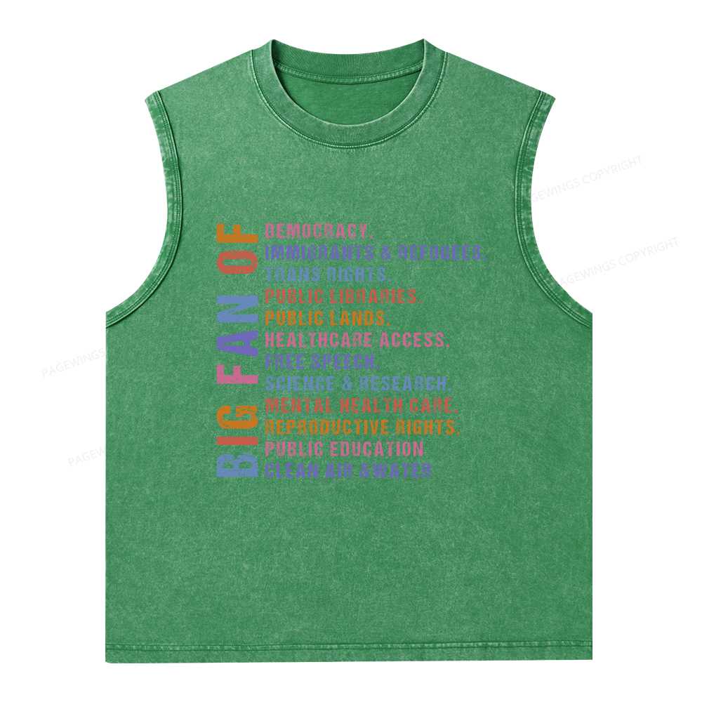 Pagewings Big Fan of Human Rights Unisex Washed Tank Top