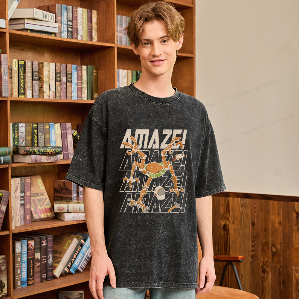 Pagewings AmazeSci Fi Reader Unisex Washed T-shirt