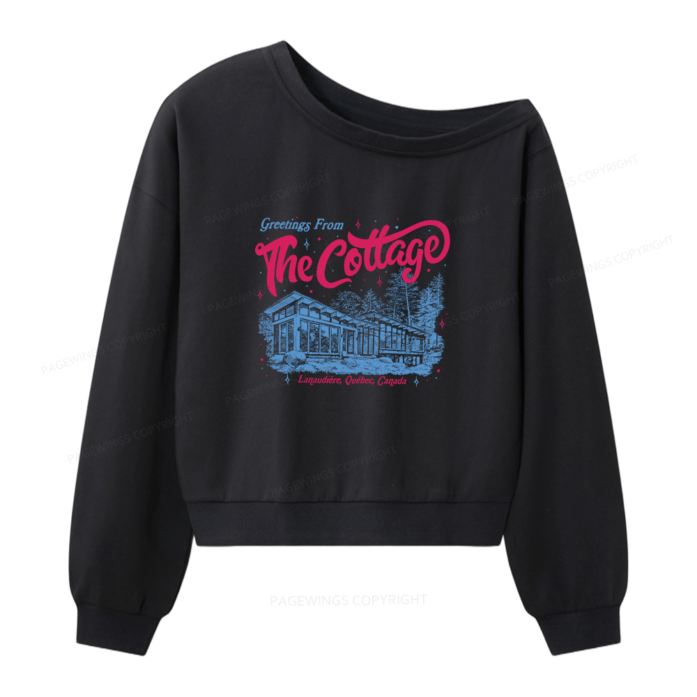 Pagewings Coming To The Cottage Women Off Shoulder Sweatshirt