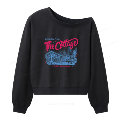 Pagewings Coming To The Cottage Women Off Shoulder Sweatshirt