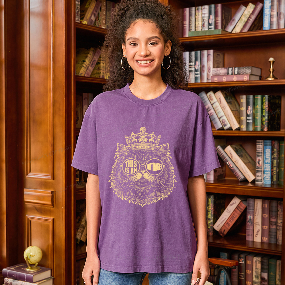 Pagewings This Is An Outrage Bookish Unisex Washed T-shirt
