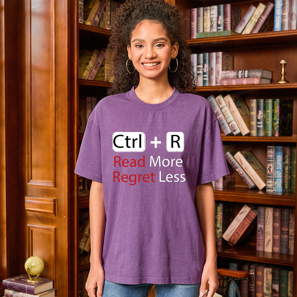 Pagewings Read More Regret Less Unisex Washed T-shirt