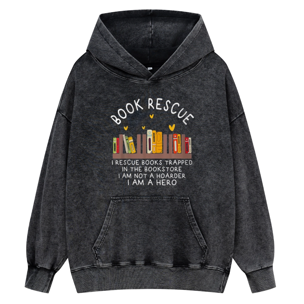 Pagewings Book Rescue Unisex Washed Hoodie