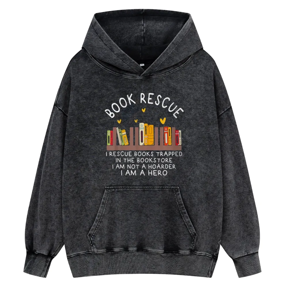 Pagewings Book Rescue Unisex Washed Hoodie