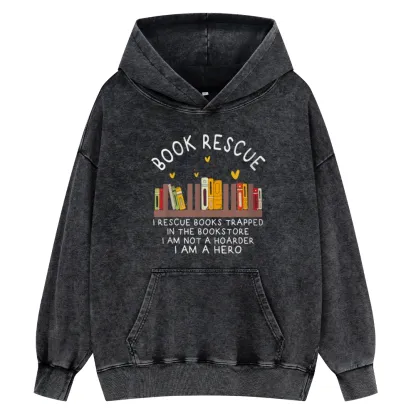 Pagewings Book Rescue Unisex Washed Hoodie