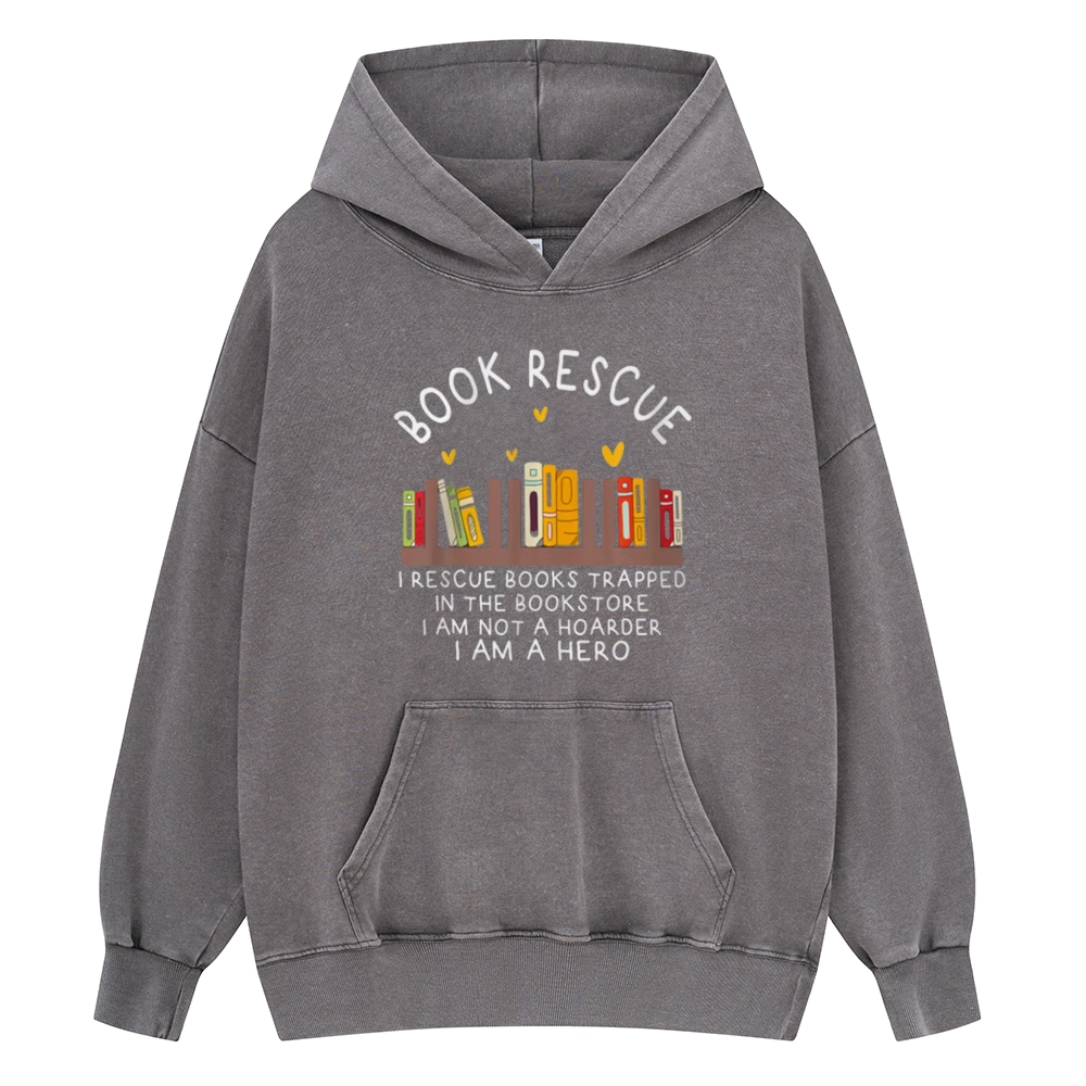 Pagewings Book Rescue Unisex Washed Hoodie