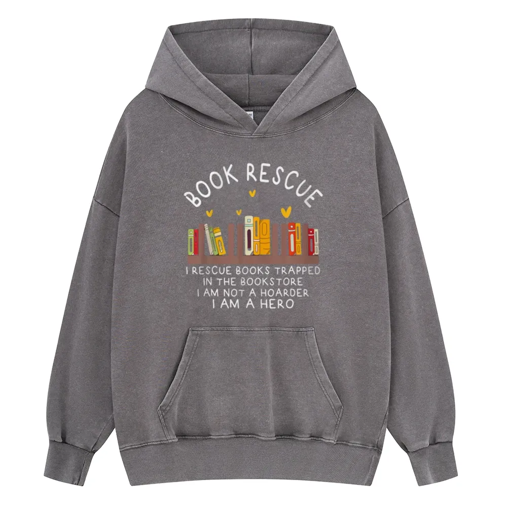 Pagewings Book Rescue Unisex Washed Hoodie
