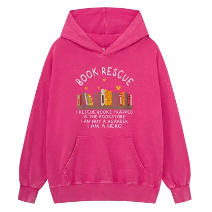 Pagewings Book Rescue Unisex Washed Hoodie