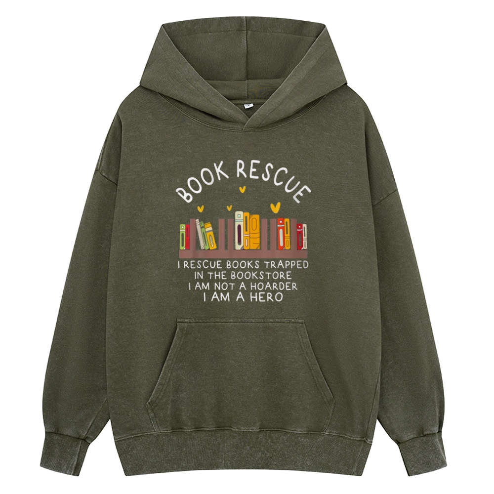 Pagewings Book Rescue Unisex Washed Hoodie
