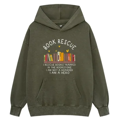 Pagewings Book Rescue Unisex Washed Hoodie