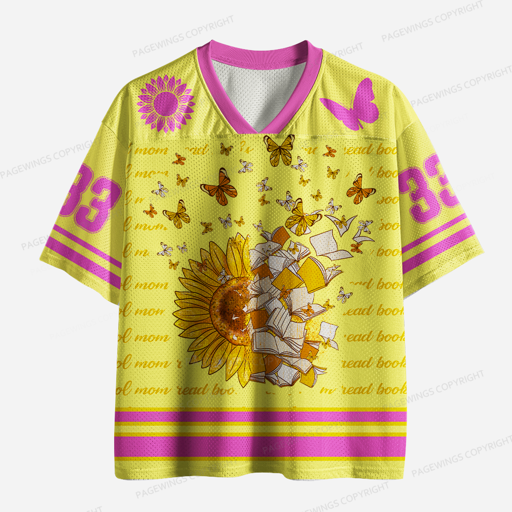 Pagewings Hot Mom Read Books Unisex Mesh Jersey