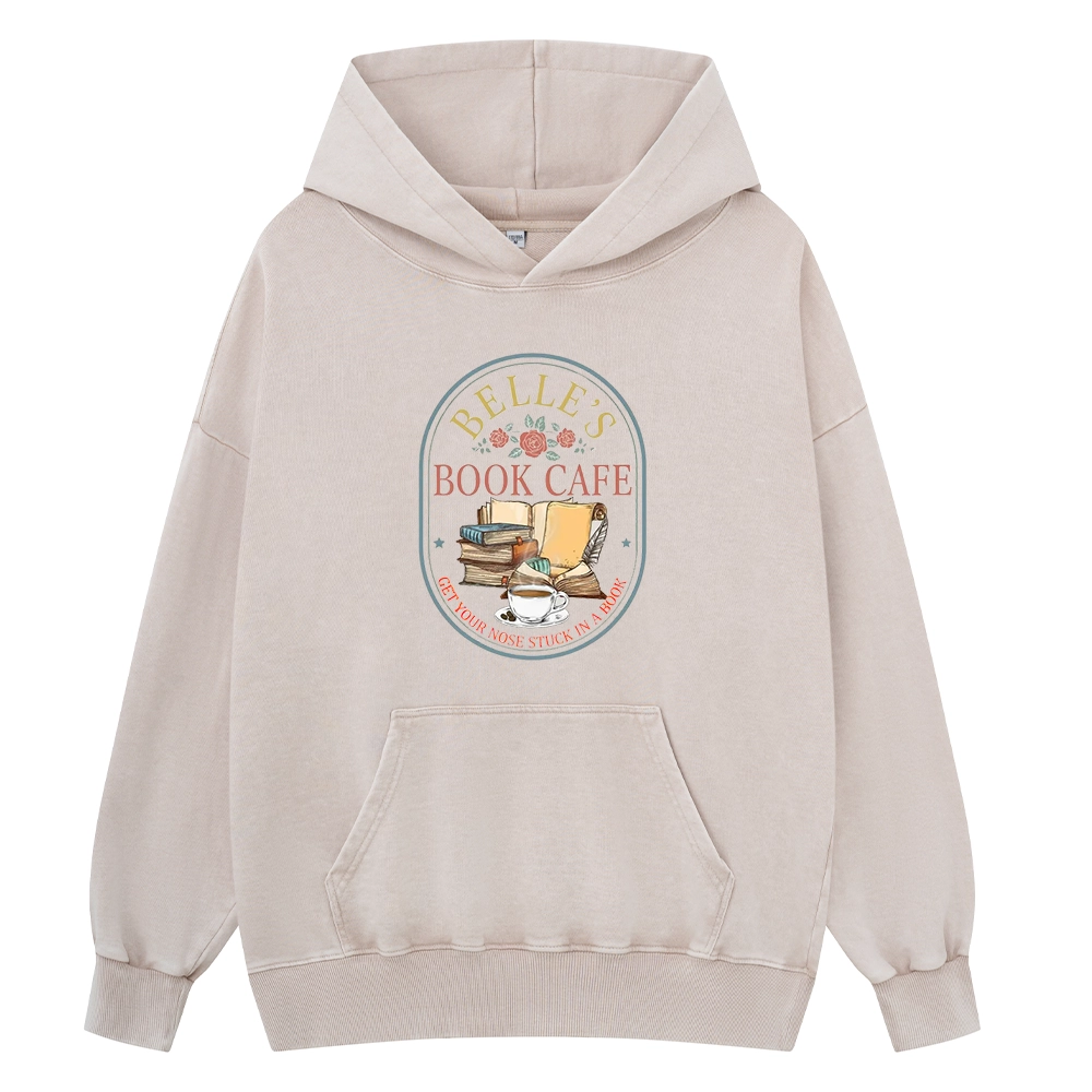 Pagewings Belles Book Cafe Unisex Washed Hoodie