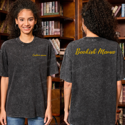 Pagewings Personalized Bookish Mama Unisex Washed T-shirt