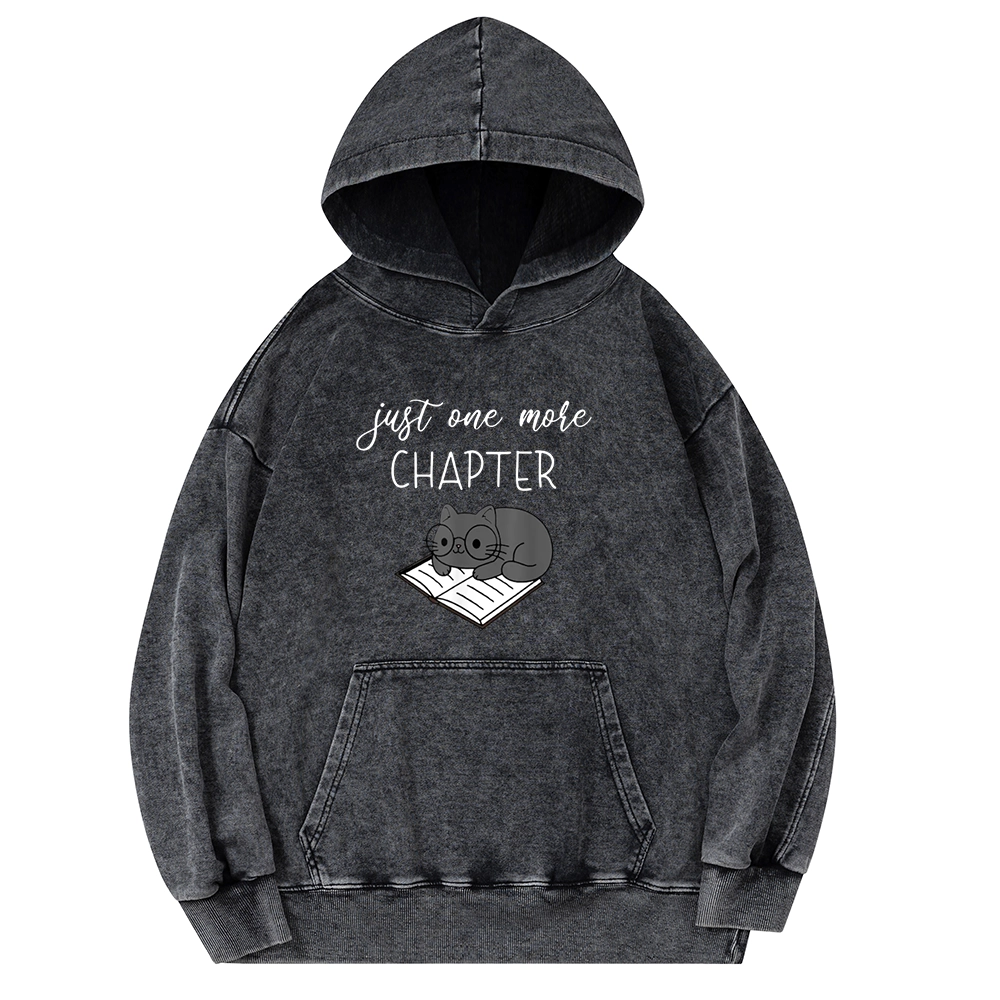 Pagewings Book Worm Reading Cat Unisex Washed Hoodie