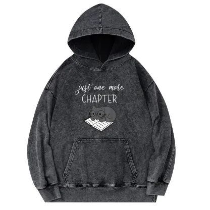Pagewings Book Worm Reading Cat Unisex Washed Hoodie