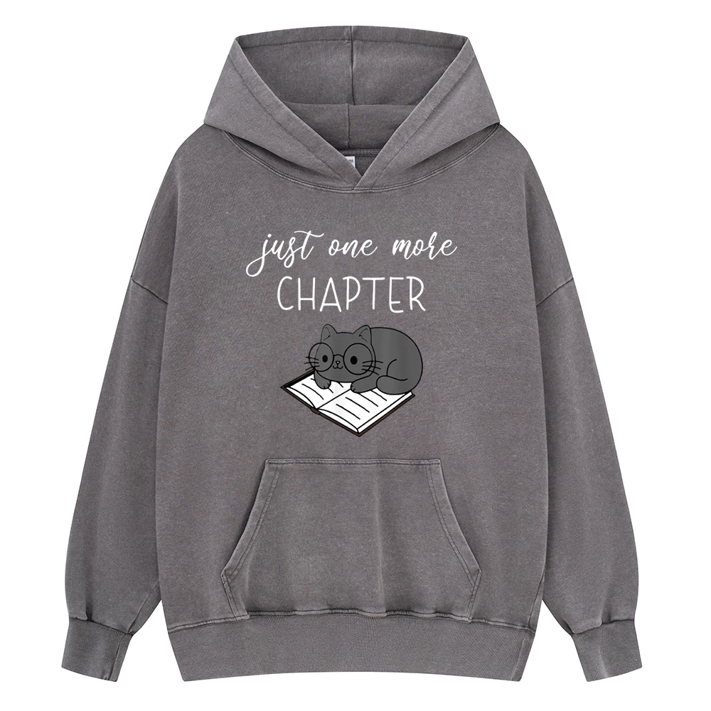 Pagewings Book Worm Reading Cat Unisex Washed Hoodie