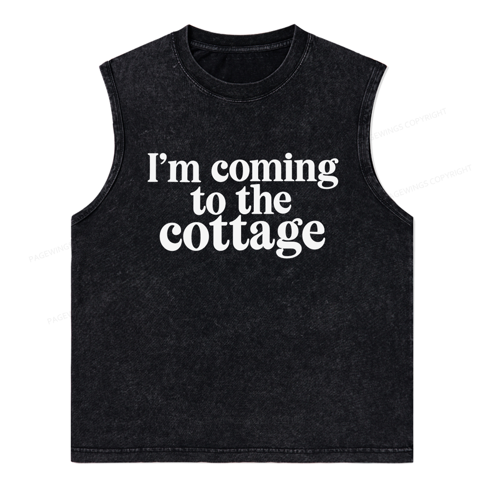 Pagewings I'm Coming To The Cottage Unisex Washed Tank Top