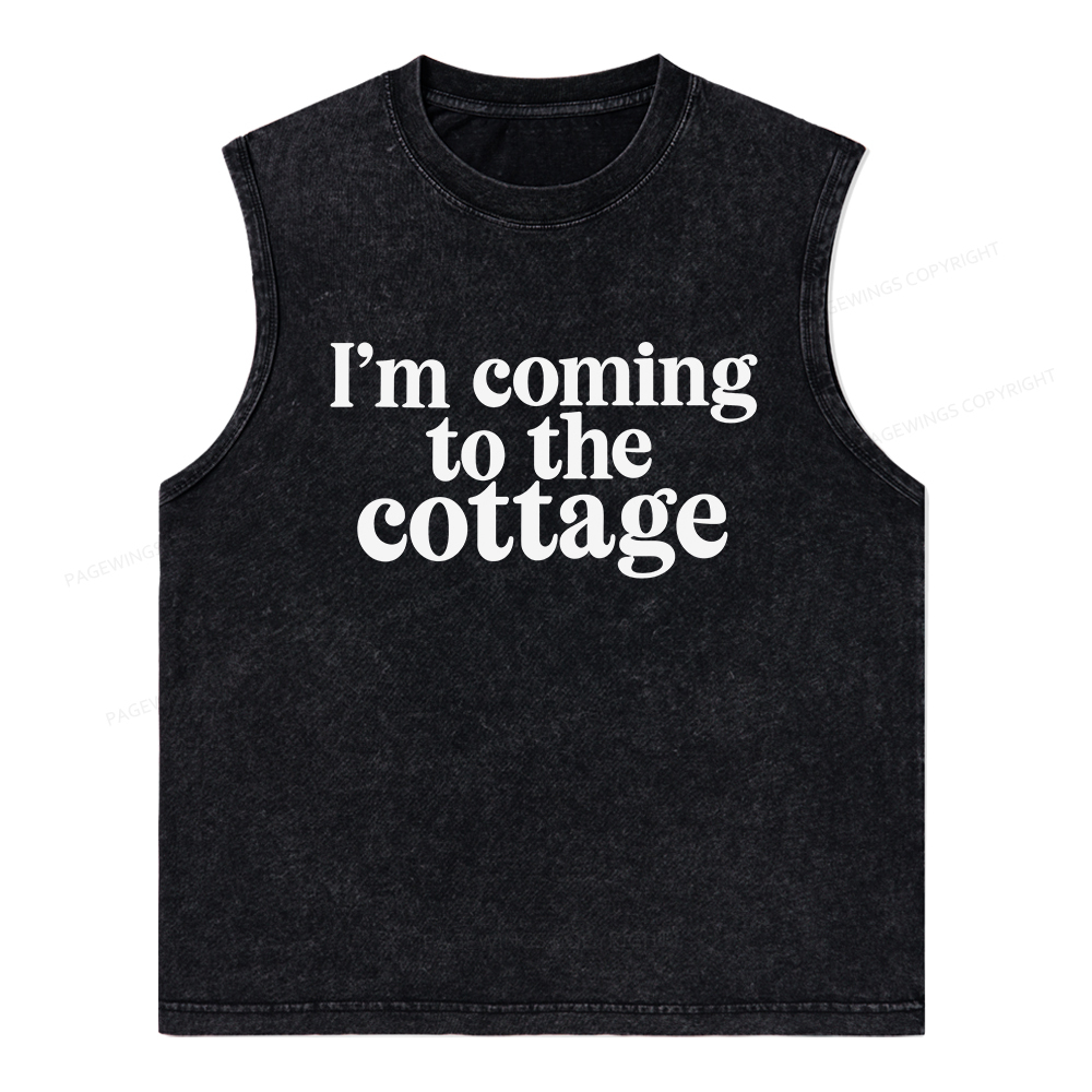 Pagewings I'm Coming To The Cottage Unisex Washed Tank Top