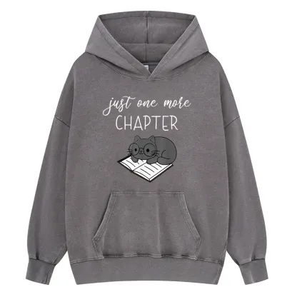 Pagewings Book Worm Reading Cat Unisex Washed Hoodie