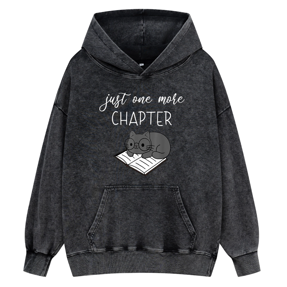 Pagewings Book Worm Reading Cat Unisex Washed Hoodie
