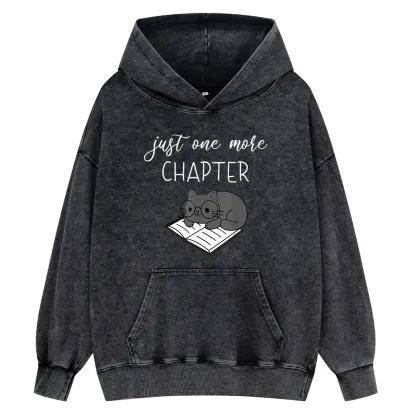 Pagewings Book Worm Reading Cat Unisex Washed Hoodie