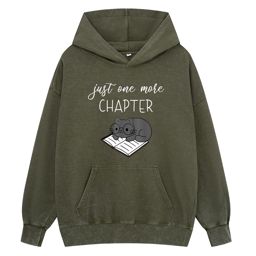 Pagewings Book Worm Reading Cat Unisex Washed Hoodie