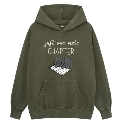 Pagewings Book Worm Reading Cat Unisex Washed Hoodie