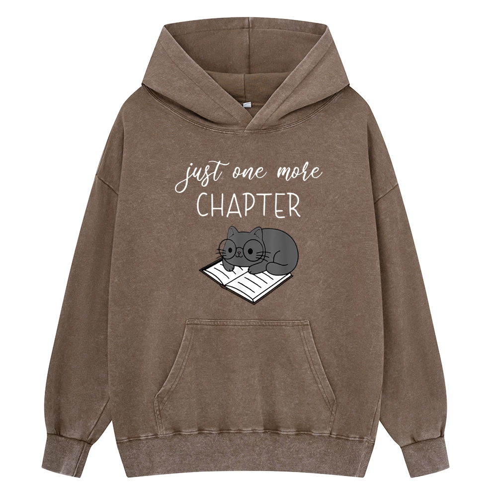 Pagewings Book Worm Reading Cat Unisex Washed Hoodie