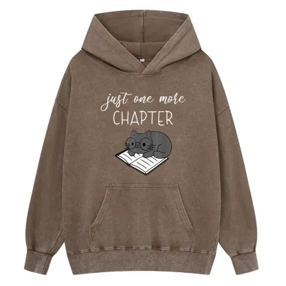 Pagewings Book Worm Reading Cat Unisex Washed Hoodie