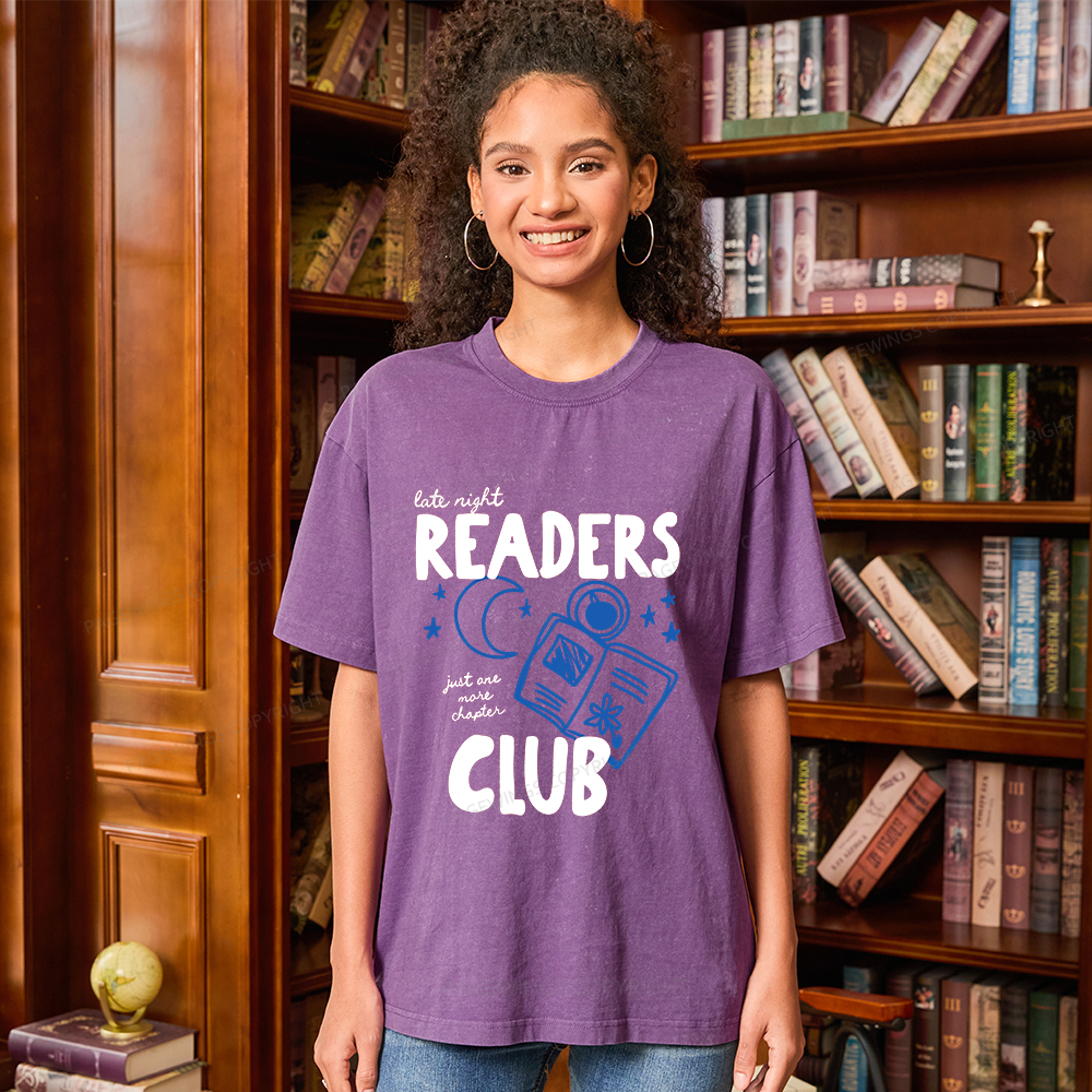 Pagewings Late Night Readers Club Unisex Washed T-shirt