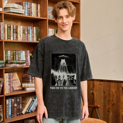 Pagewings Take Me To The Library Unisex Washed T-shirt