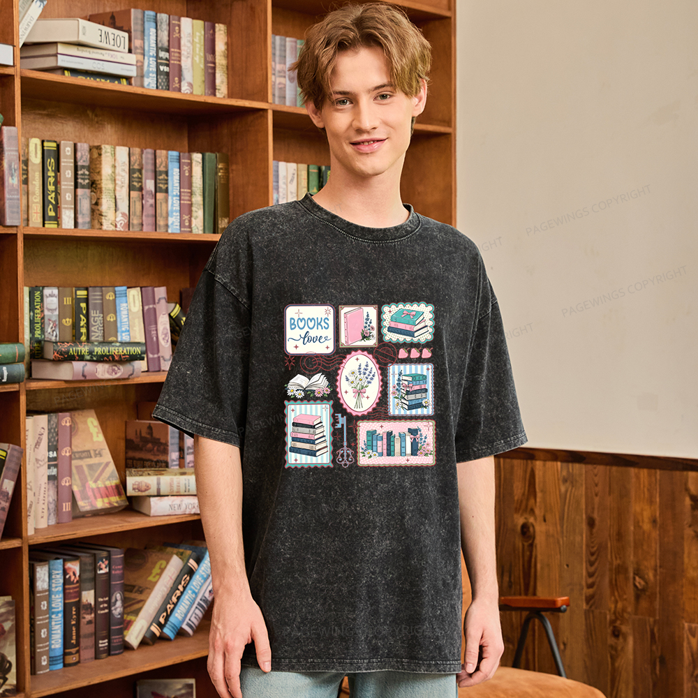 Pagewings Book Lover Book Club Unisex Washed T-shirt
