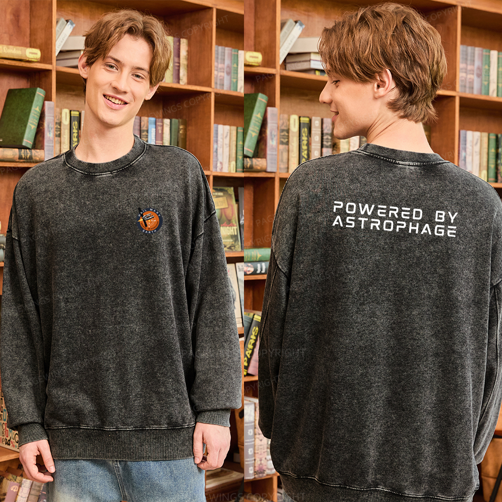 Pagewings Powered By Astrophage Unisex Washed Sweatshirt