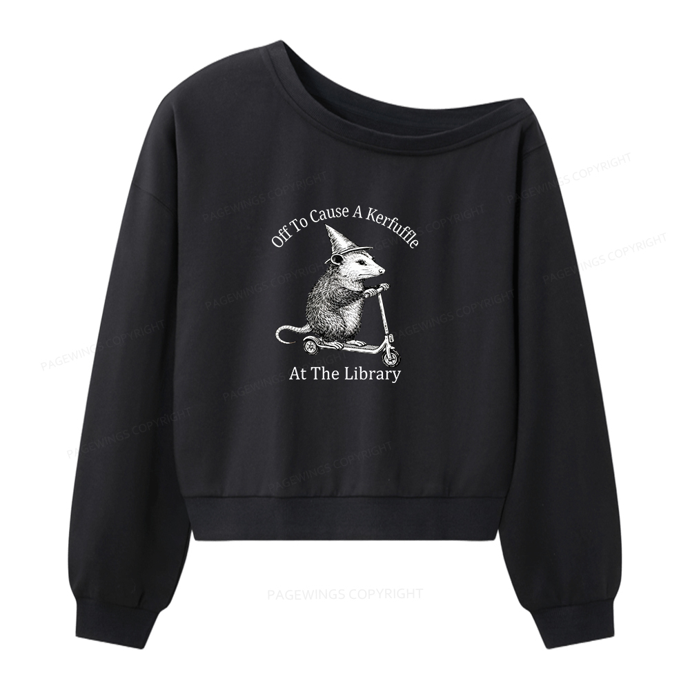 Pagewings Off To Cause A Kerfuffle Women Off Shoulder Sweatshirt
