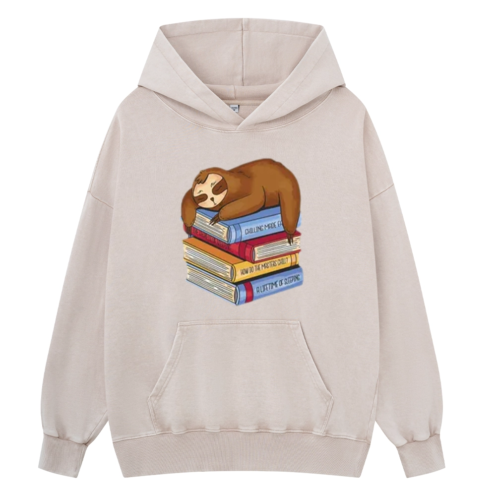 Pagewings Sloth And Book Unisex Washed Hoodie