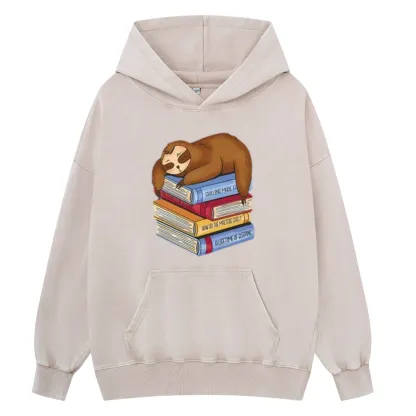 Pagewings Sloth And Book Unisex Washed Hoodie