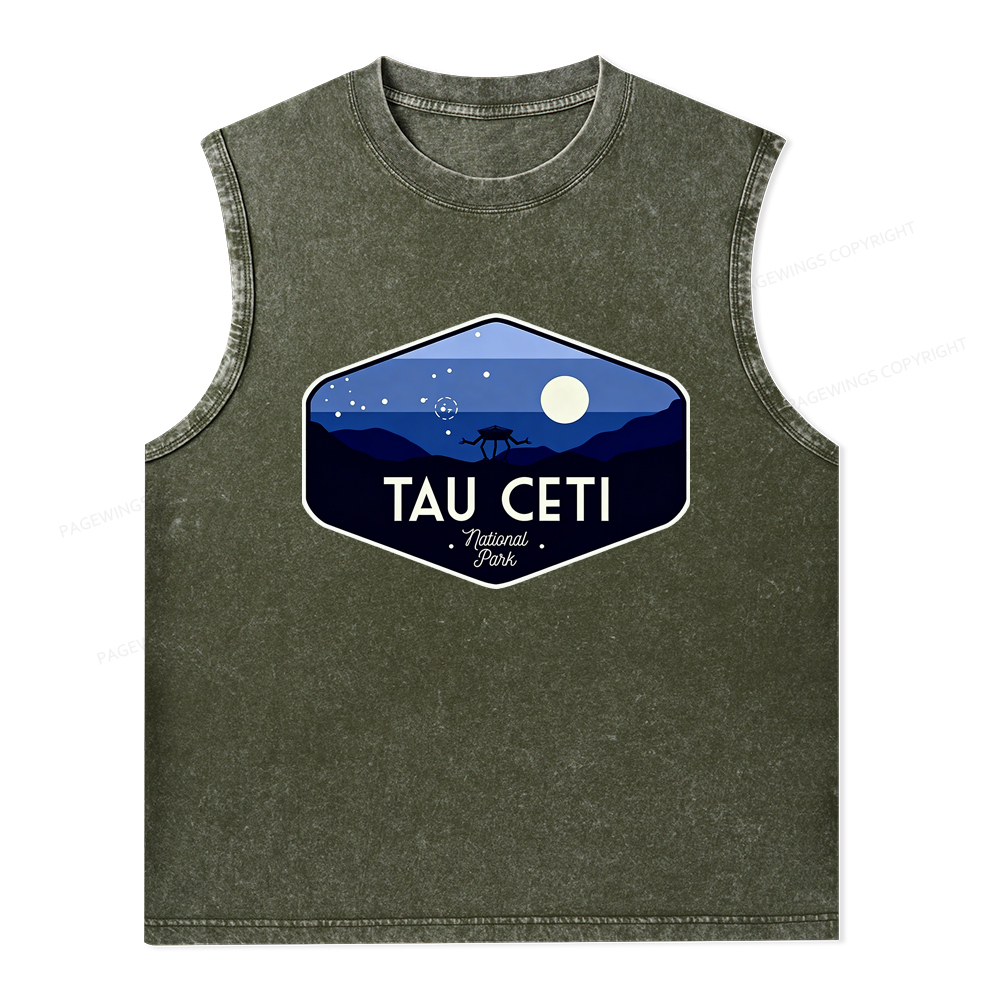 Pagewings Tau Ceti Unisex Washed Tank Top