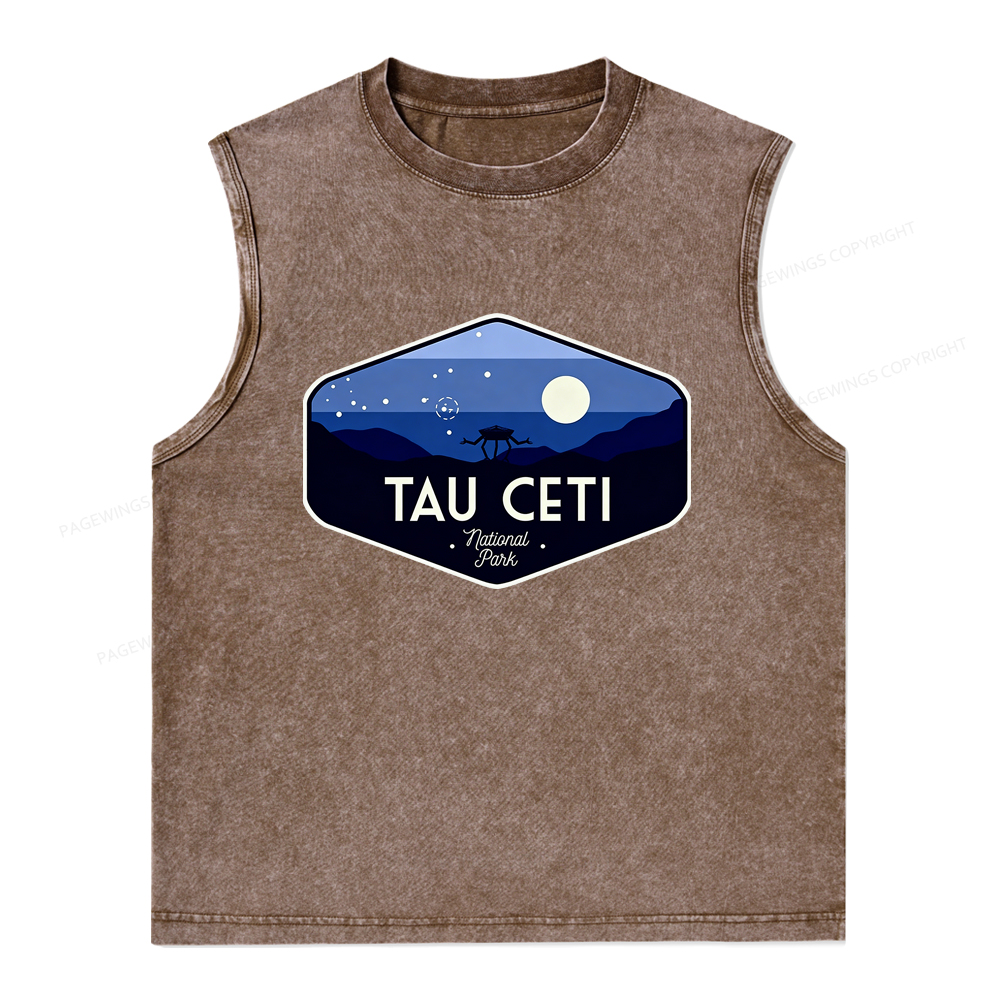 Pagewings Tau Ceti Unisex Washed Tank Top