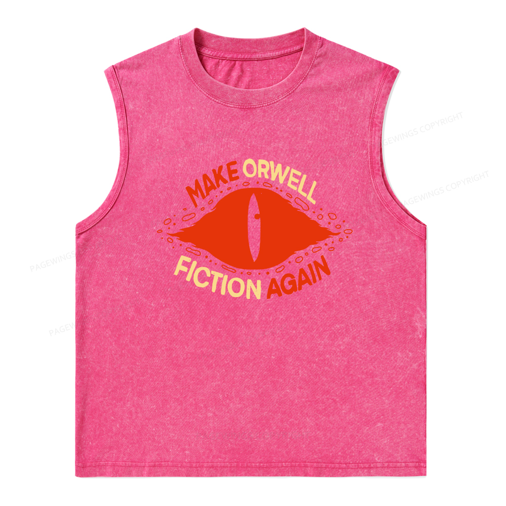 Pagewings Make Orwell Fiction Again Unisex Washed Tank Top
