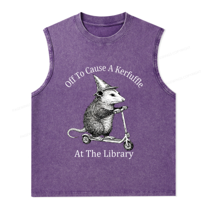 Pagewings Off To Cause A Kerfuffle Unisex Washed Tank Top