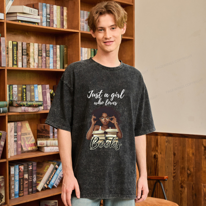 Pagewings Black Girl Reading Unisex Washed T-shirt