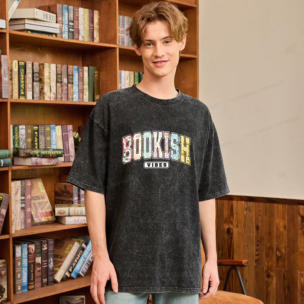 Pagewings Bookish Vibes Unisex Washed T-shirt