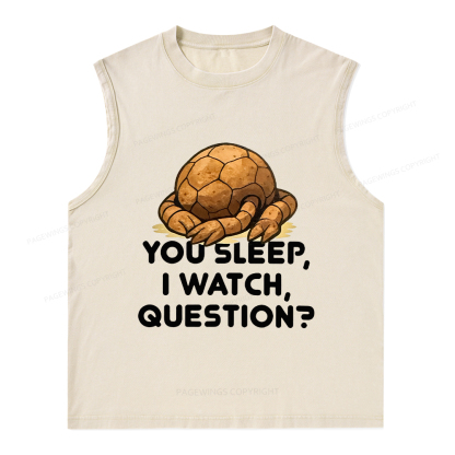 Pagewings You Sleep I Watch Question Unisex Washed Tank Top