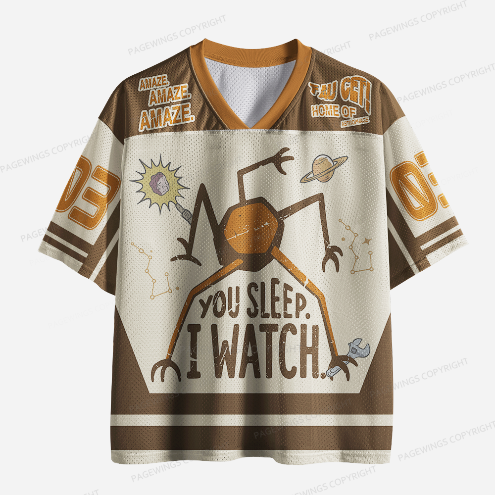 Pagewings You Sleep I Watch Unisex Mesh Jersey